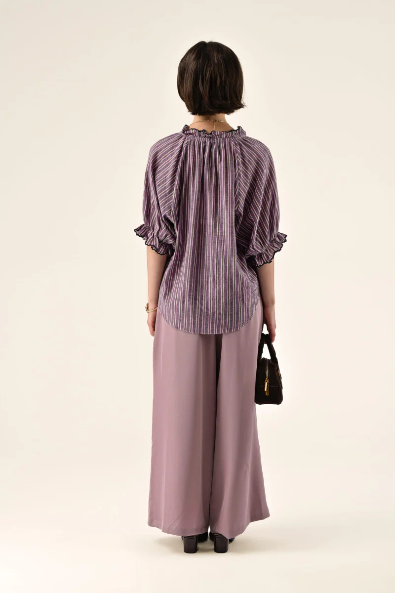 Orfeo Clery Blouse Rayure Violet - Image 2