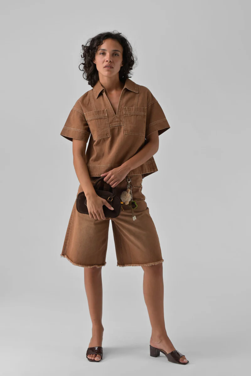 Orfeo Lyne Brown Denim Blouse - Image 2