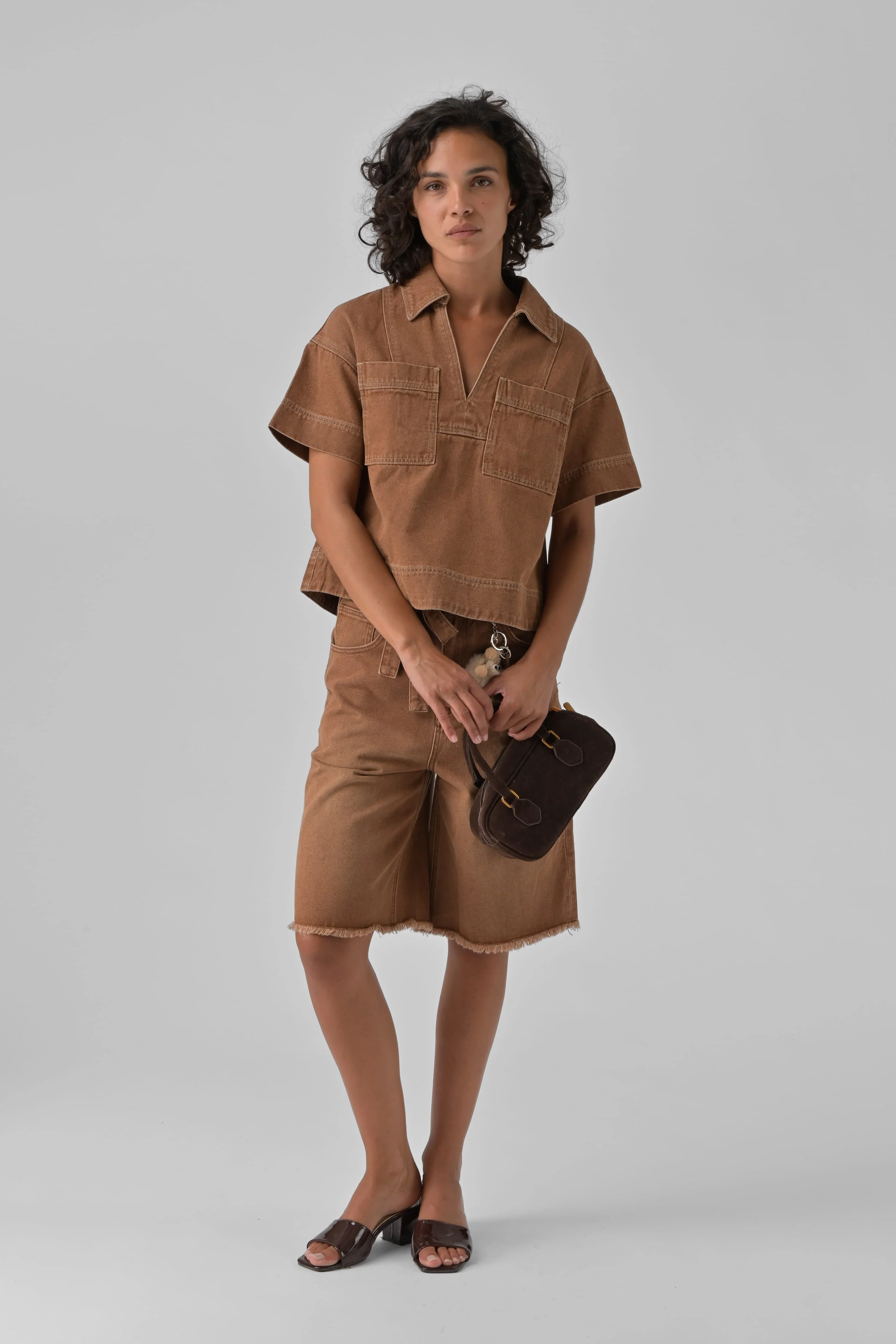 Orfeo Lyne Brown Denim Blouse - Image 3