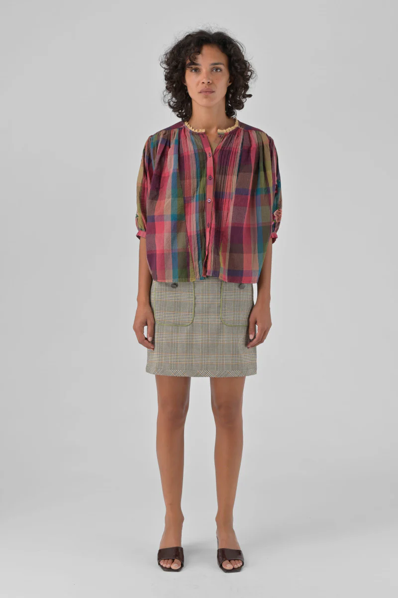 Orfeo Top Mara Multi Check & Sequins - Image 3