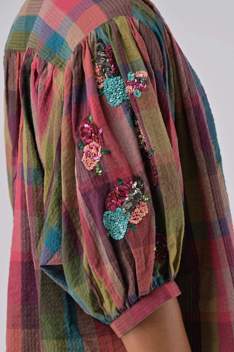 Orfeo Top Mara Multi Check & Sequins - Image 5