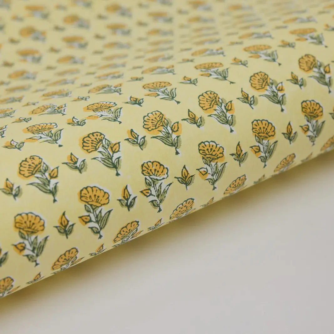 Paper Mirchi Block Printed Wrapping Paper Ditsy Floral Sunshine