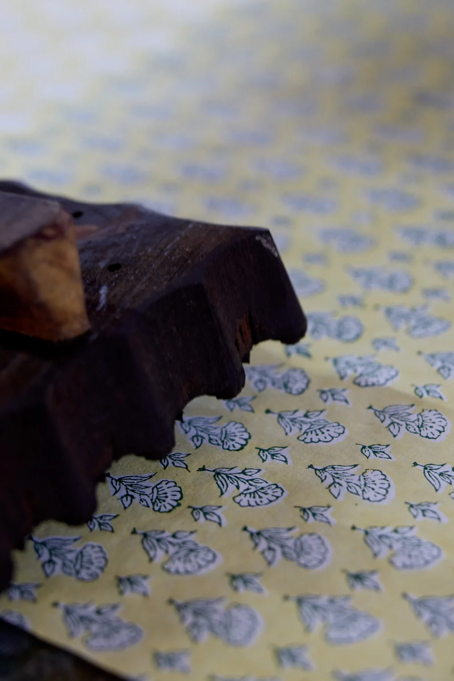 Paper Mirchi Block Printed Wrapping Paper Ditsy Floral Sunshine - Image 3