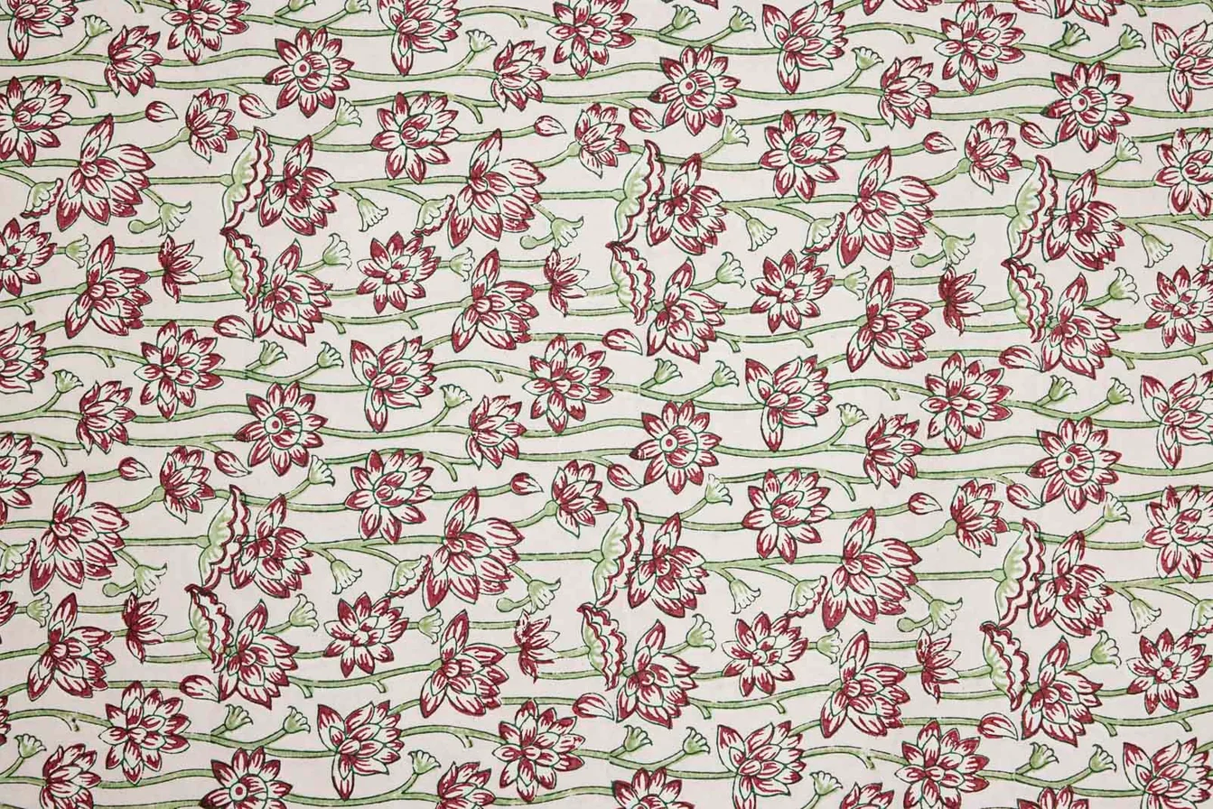Paper Mirchi Block Printed Wrapping Paper Lotus Cherry - Image 2