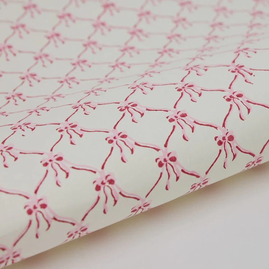 Paper Mirchi Block Printed Wrapping Paper Sheets Bp Bows Pink Sorbet