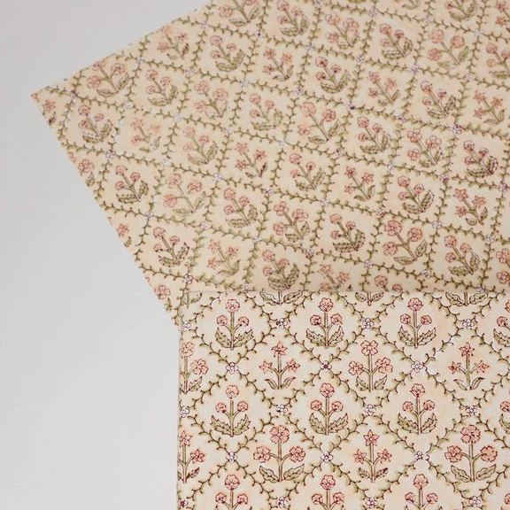 Paper Mirchi Block Printed Wrapping Paper Sheets Bp Floral Lattice Terracotta - Image 2