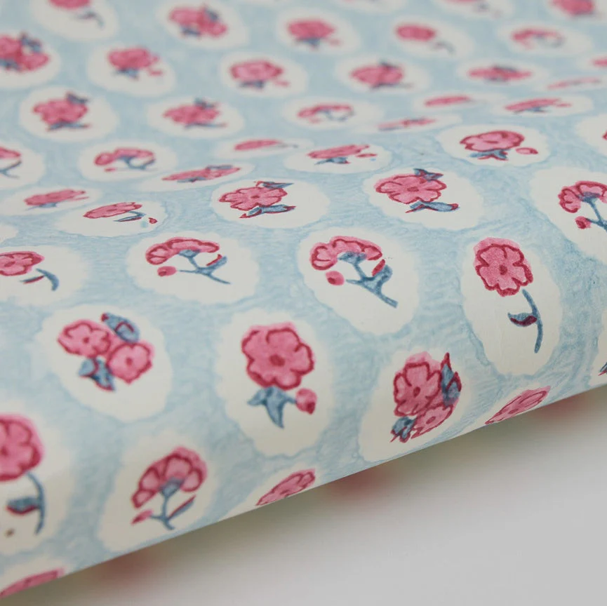 Paper Mirchi Block Printed Wrapping Paper Sheets Bp Scallop Tiles Pink Sorbet