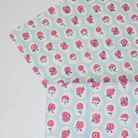 Paper Mirchi Block Printed Wrapping Paper Sheets Bp Scallop Tiles Pink Sorbet - Image 2