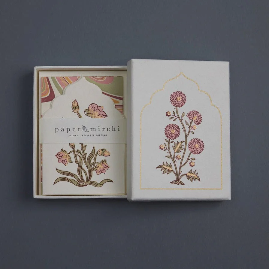 Paper Mirchi Boxed Artisan Notecard Set Sandook Quartz
