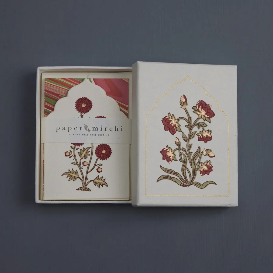 Paper Mirchi Boxed Artisan Notecard Set Sandook Ruby