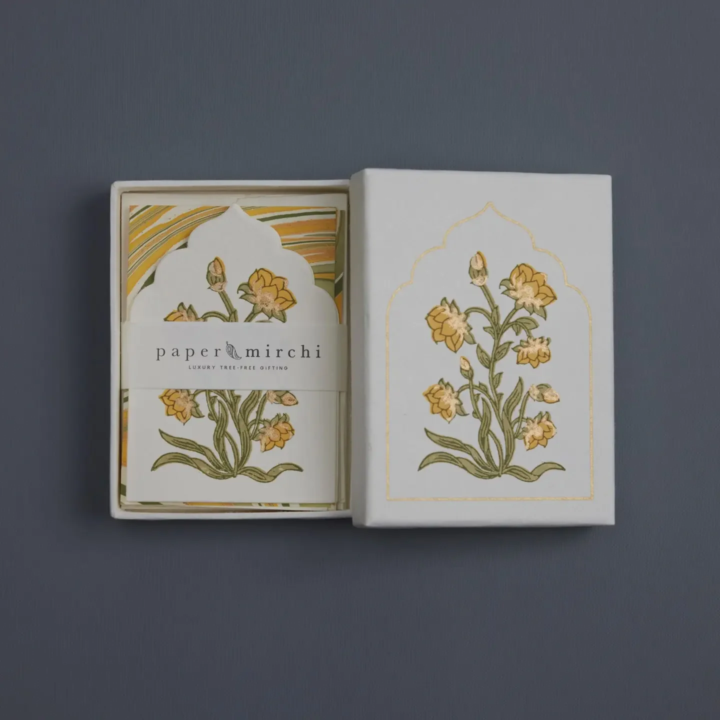 Paper Mirchi Boxed Artisan Notecard Set Sandook Topaz