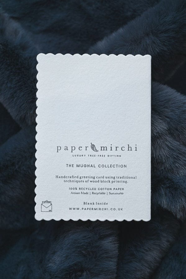 Paper Mirchi Card Hand Block Printed Anaar Turquoise - Image 3