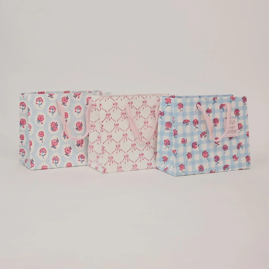 Paper Mirchi Hand Block Printed Gift Bag Medium Pink Sorbet