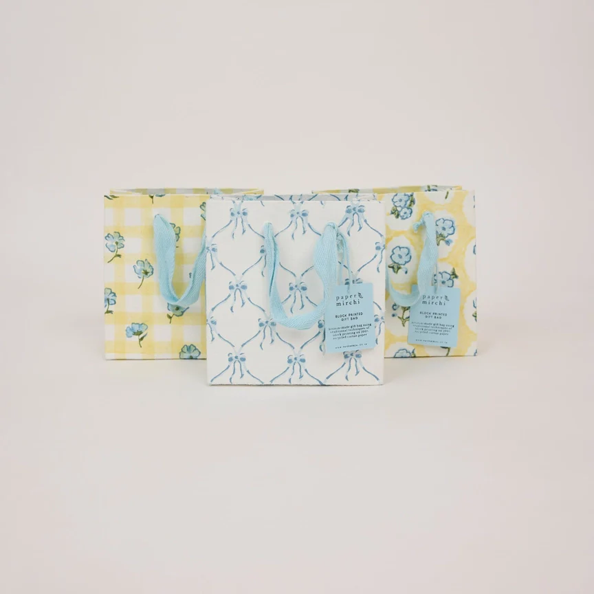 Paper Mirchi Hand Block Printed Gift Bag Small Alaska - Image 2