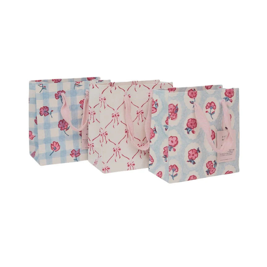 Paper Mirchi Hand Block Printed Gift Bag Small Pink Sorbet - Image 3
