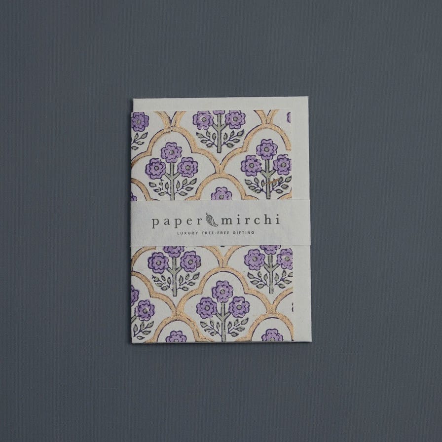 Paper Mirchi Hand Block Printed Greeting Card Trellis Lavender