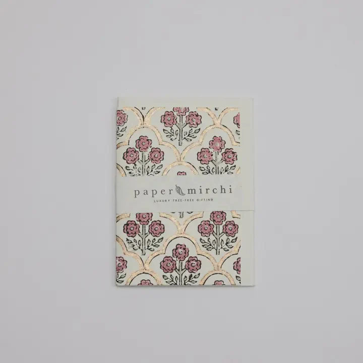 Paper Mirchi Hand Block Printed Greeting Card Trellis Pink Earth