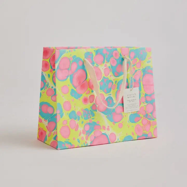 Paper Mirchi Hand Block Printed Medium Gift Bag Neon - Image 3