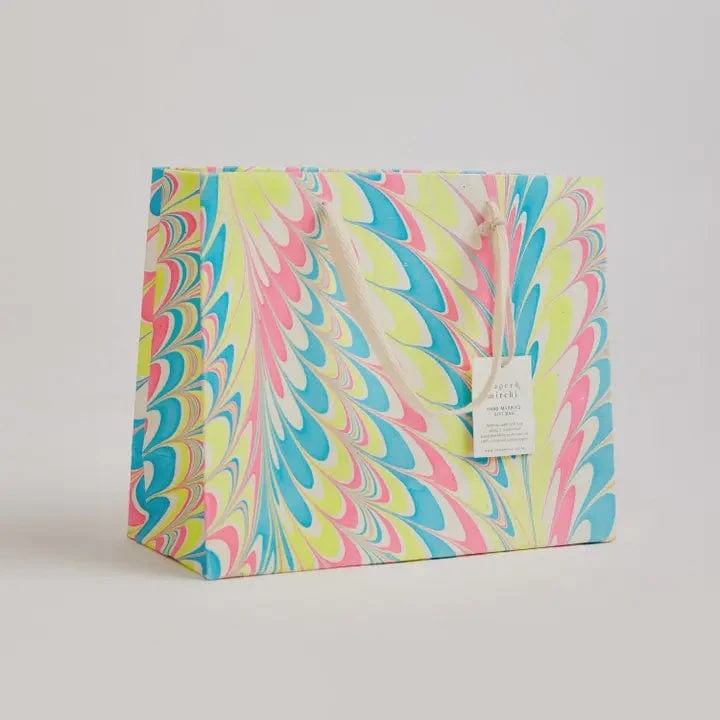 Paper Mirchi Hand Block Printed Medium Gift Bag Neon - Image 4