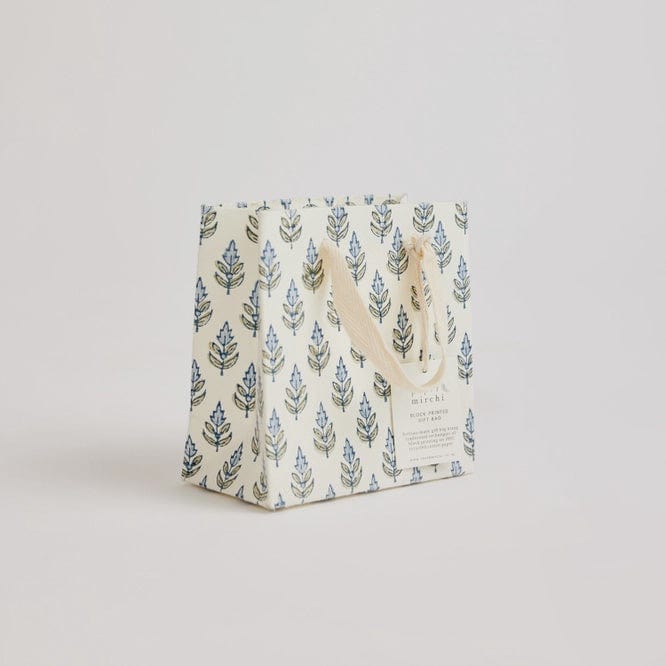 Paper Mirchi Hand Block Printed Small Gift Bag Blue Stone - Image 4