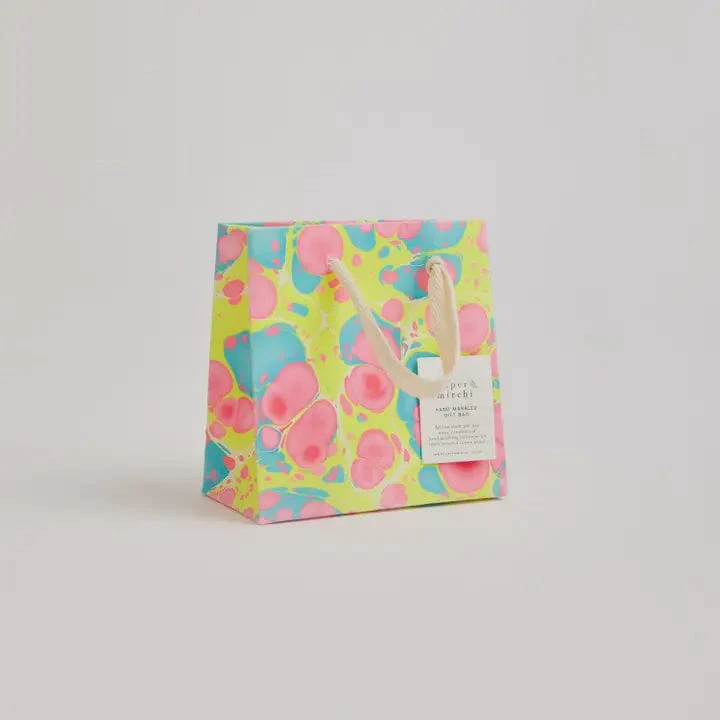 Paper Mirchi Hand Block Printed Small Gift Bag Neon - Image 3