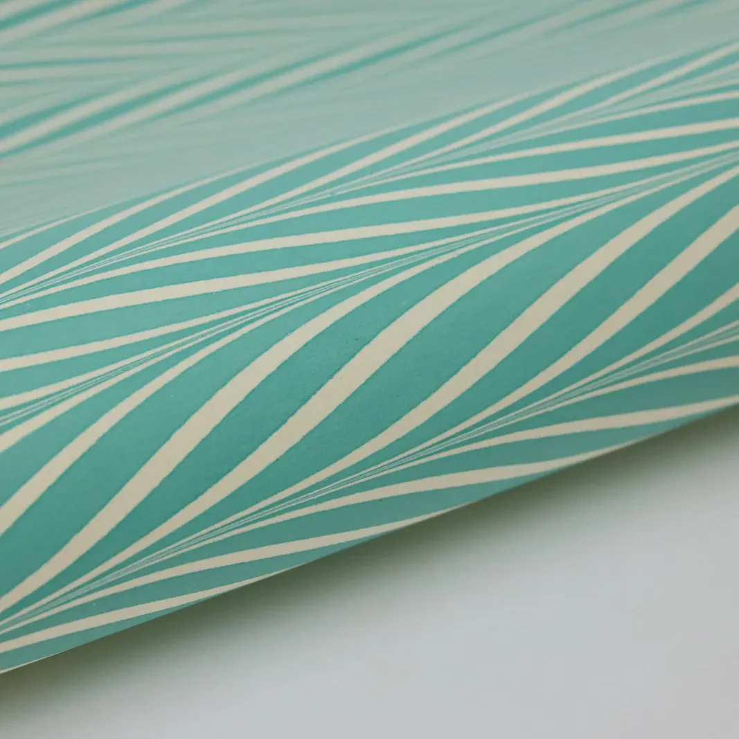 Paper Mirchi Hand Marbled Wrapping Paper - Candy Stripes Turquoise