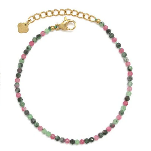 Pink & Green Gemstone Bead Bracelet