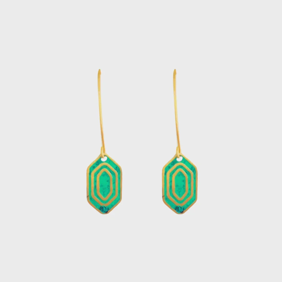 Reva Hook Earrings Green