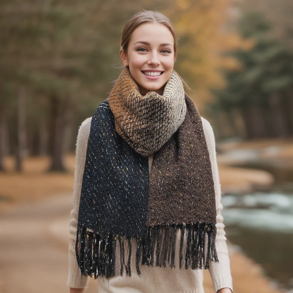 Sabe Speckled Thick Winter Scarf Neutrals