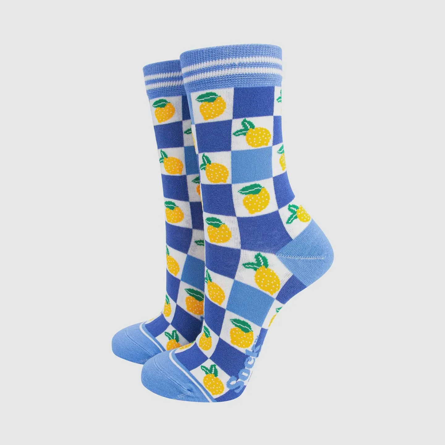 Sock Talk Lemon Checkerboard Bamboo Socks