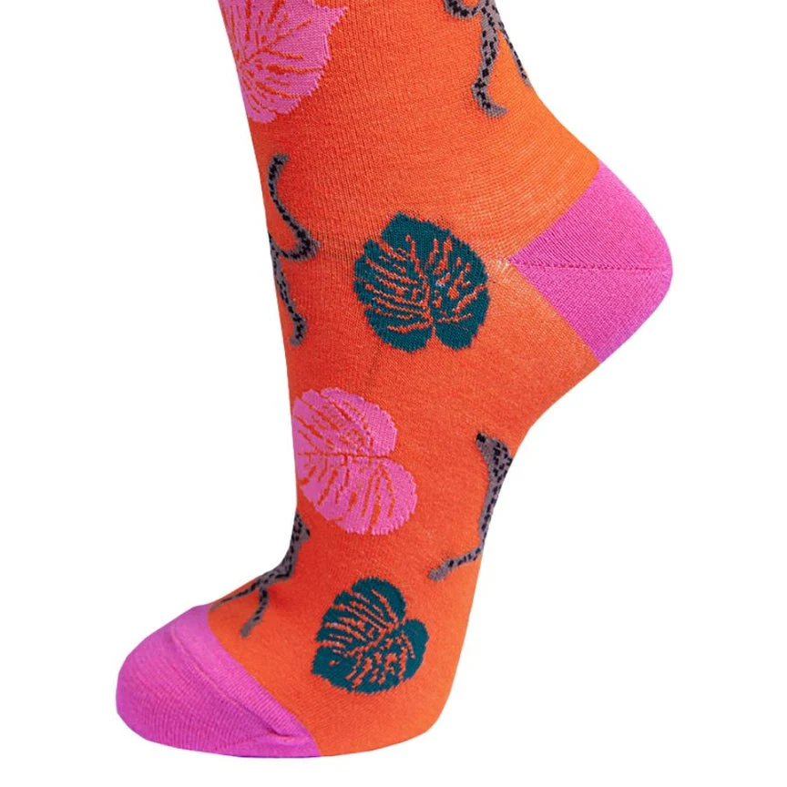 Sock Talk Women's Bamboo Socks Cheetah Leaf