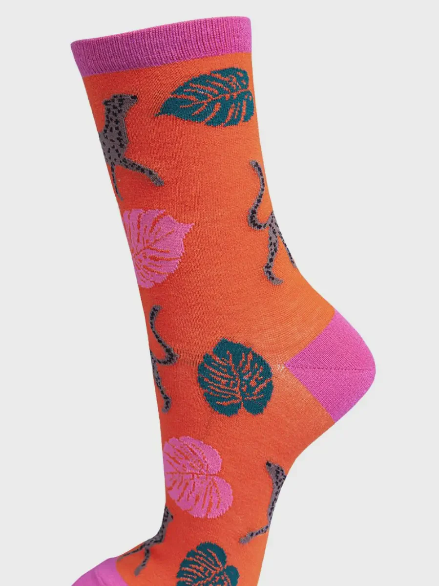 Sock Talk Women's Bamboo Socks Cheetah Leaf - Image 2