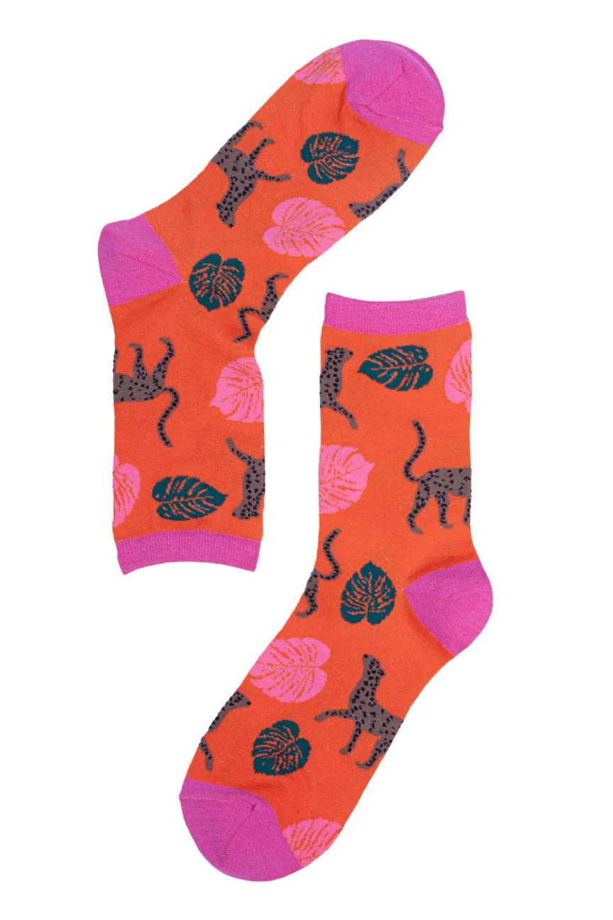 Sock Talk Women's Bamboo Socks Cheetah Leaf - Image 3