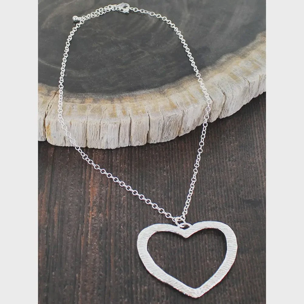 Suzie Blue Chain Necklace with Textured Heart