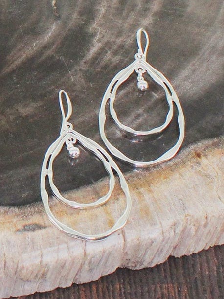 Suzie Blue Double Ring Earrings Silver