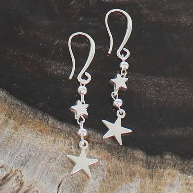 Suzie Blue Double Star Drop Charm Earring