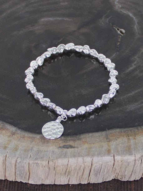 Suzie Blue Elasticated Nugget Bracelet Disc Charm