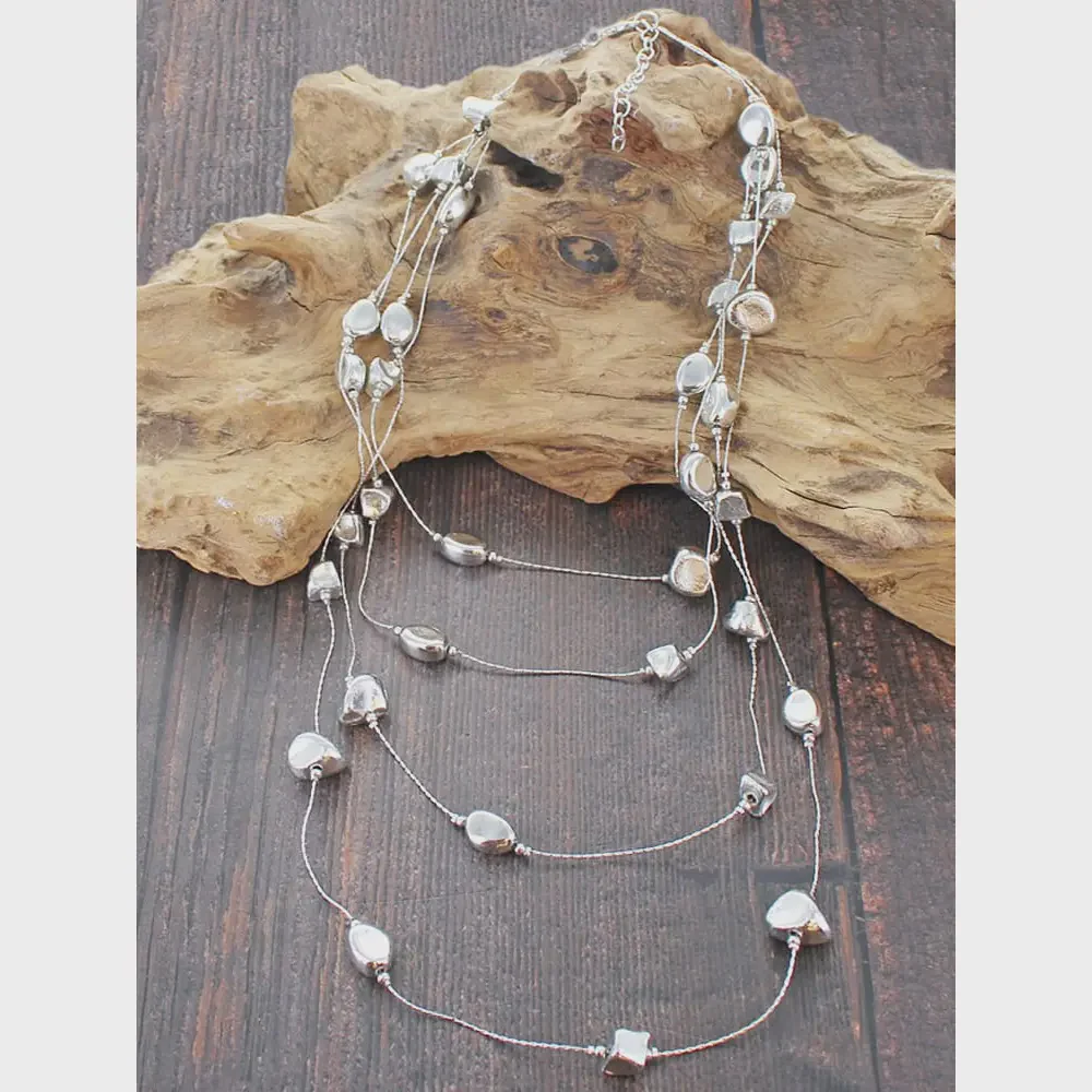 Suzie Blue Four-Strand Nugget & Chain Necklace