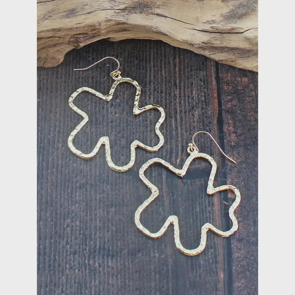 Suzie Blue Metal Abstract Flower Earrings