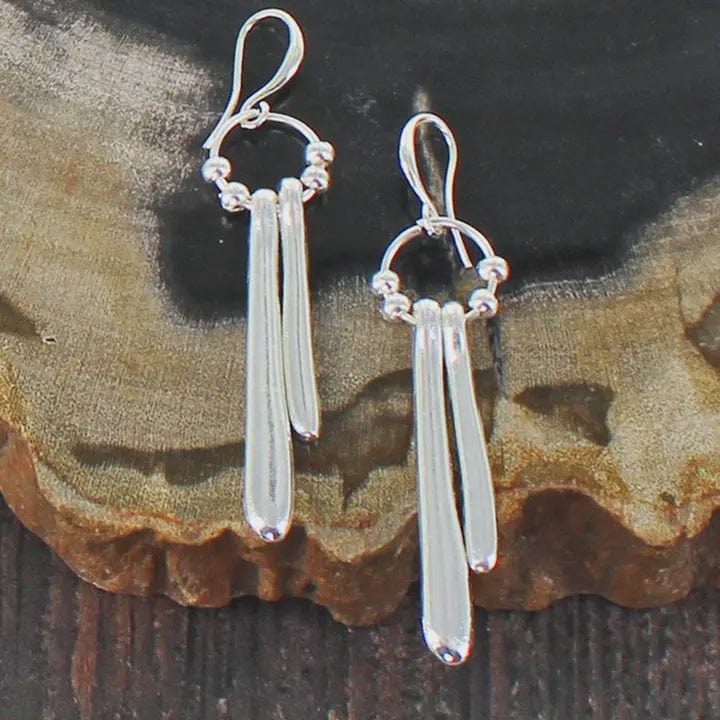 Suzie Blue Silver Double Drop Earrings