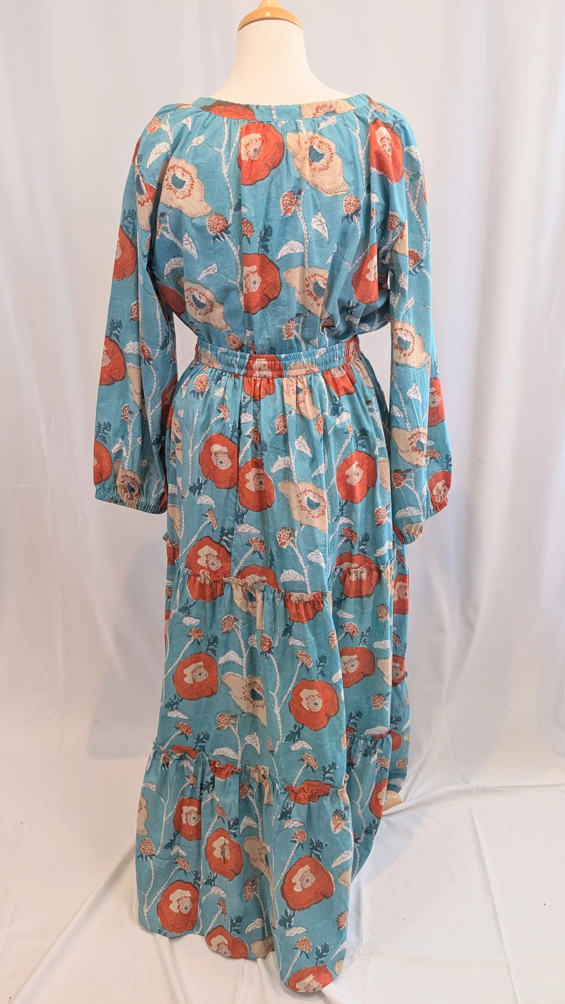 Twinflower Jane Aqua Orange Floral Maxi Skirt - Image 2
