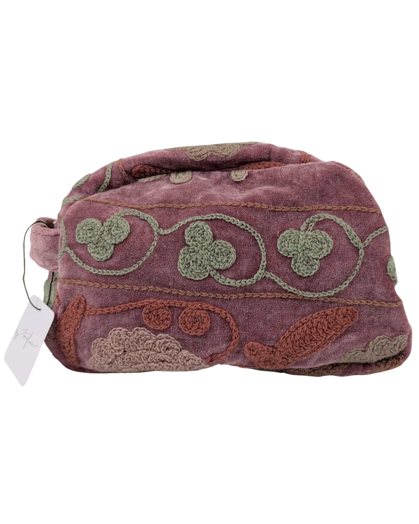 Twinflower Velvet Suzani Pouch Makeup Bag Pink