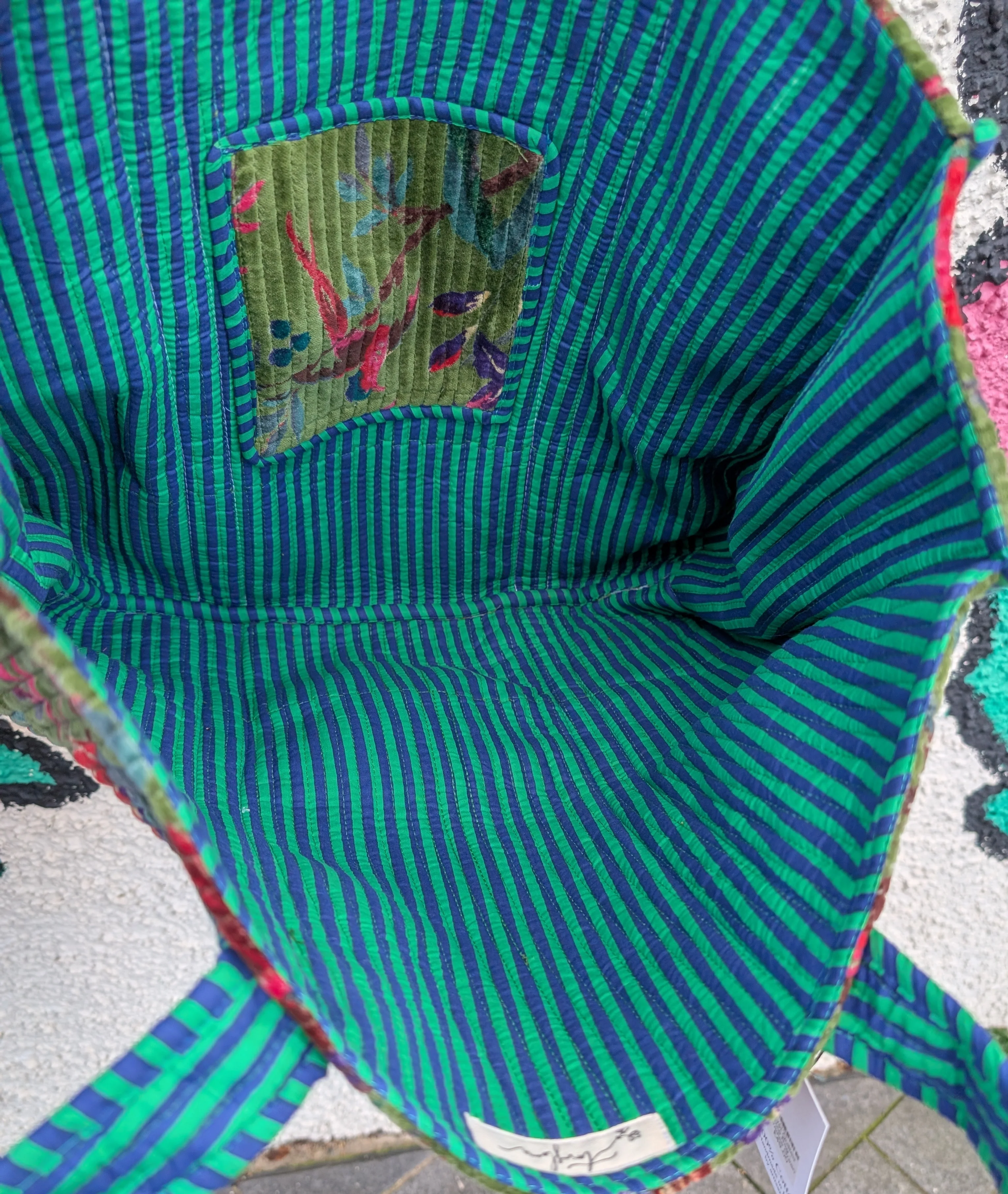 Velvet Quilted Indian Tote Bag -Paradise Green - Image 3