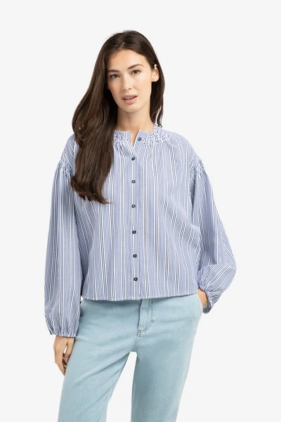 Yaya Striped Blouse Navy
